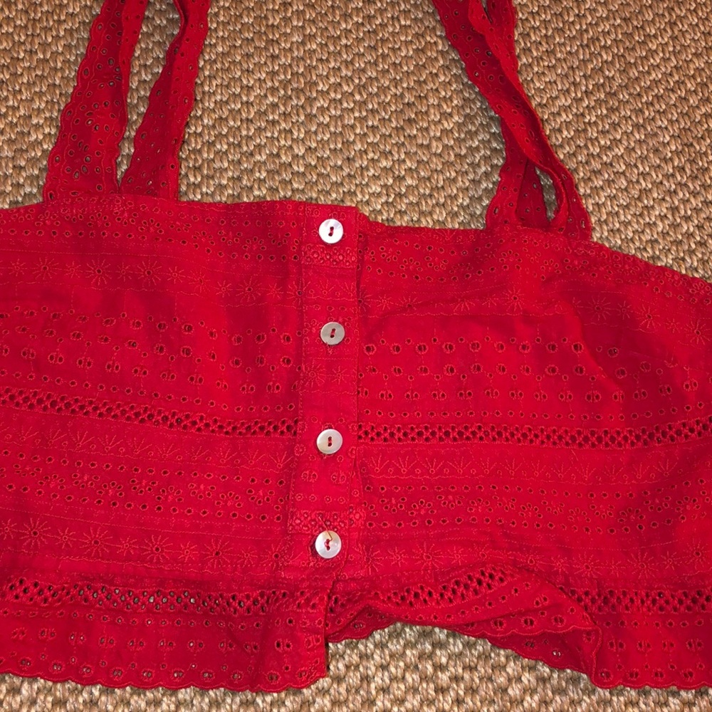Red button up tank size medium